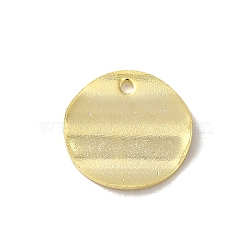 Brass Pendants, Flat Round Charms, Real 24K Gold Plated, 15x15x1mm, Hole: 1.4mm(KK-P259-41G)