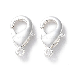Rack Plating Brass Lobster Claw Clasps, Long-Lasting Plated, Lead Free & Cadmium Free, Silver, 10x5.5x2mm, Hole: 1mm(KK-F090-27S-01)