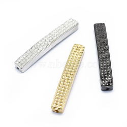 Rack Plating Brass Beads, Long-Lasting Plated, Cuboid, Mixed Color, 36x5x3.5mm, Hole: 1.4mm(KK-O125-17)