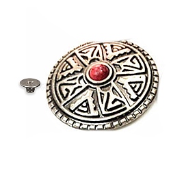 Alloy Decorative Rivets, with Resin Imitation Turquoise and Screws, for Purse, Bags, Leather Crafts Decoration, Flat Round, Gunmetal, Red, 28x8.5mm, Hole: 2.6mm(BUTT-TAC0006-07B)