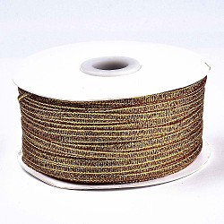 Glitter Metallic Ribbon, Sparkle Ribbon, with Silver and Golden Metallic Cords, Valentine's Day Gifts Boxes Packages, Tomato, 1/4 inch(5mm), about 300yards/roll(274.32m/roll)(SRIB-T008-09)