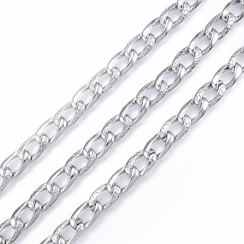 Alloy Curb Chains, with Spool, Cadmium Free & Nickel Free & Lead Free, Unwelded, Platinum, 15.5x9x2mm, about 32.81 Feet(10m)/Roll