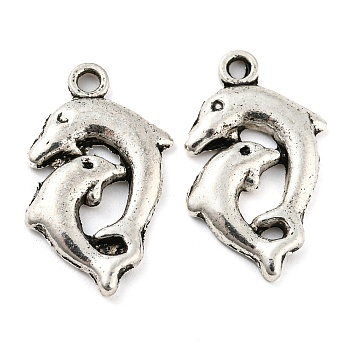 Alloy Pendants, Cadmium Free & Lead Free, Dolphin, Antique Silver, 22x13x2mm, Hole: 1.5mm, about 714pcs/1000g
