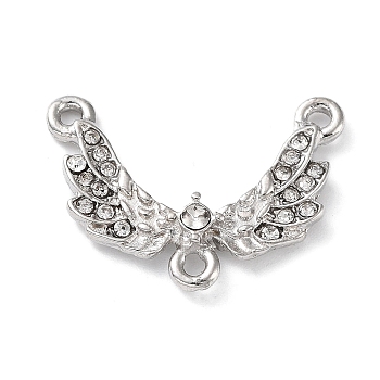 Alloy Rhinestone Chandelier Component Links, Cadmium Free & Lead Free, Wing Connector, Platinum, 16x21x3mm, Hole: 1.2~1.4mm