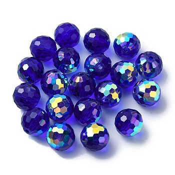 AB Color Plated Glass Beads, Faceted Round, Mauve, 10x9mm, Hole: 1.5mm