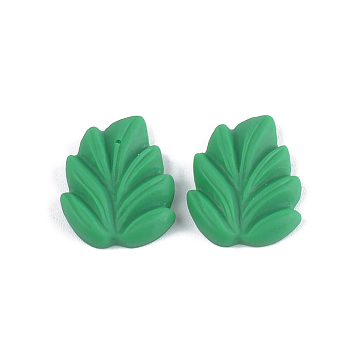 Resin Cabochons, Leaf, Green, 18x15x3mm