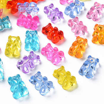 Transparent Acrylic Beads, Bear, Mixed Color, 16x10.5x7mm, Hole: 1.8mm