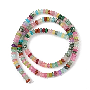 1 Strand Dyed Natural White Jade & Natural Red Jasper & Synthetic Malachite Beads Strands, Rondelle, Mixed Color, 4~4.5x1.5~2.5mm, Hole: 0.5mm, about 174pcs/strand, 15.16 inch(38.5cm)