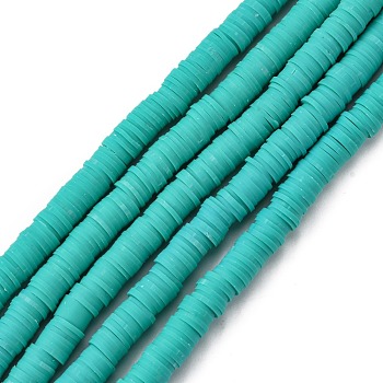 Handmade Polymer Clay Beads Strands, for DIY Jewelry Crafts Supplies, Heishi Beads, Disc/Flat Round, Light Sea Green, 8x0.5mm, Hole: 2mm, about 350pcs/strand, 15.75''(40cm)