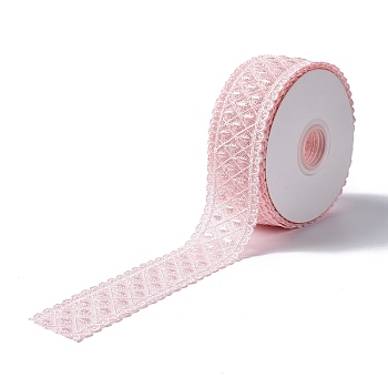 10 Yards Polyester Lace Trim Ribbon, for DIY Jewelry Making, Pink, 1-1/2 inch(38.5~39.5mm)
