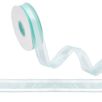 Polyester Organza Ribbons, Garment Accessories, Gift Wrapping Ribbon, Aquamarine, 1 inch(25mm)