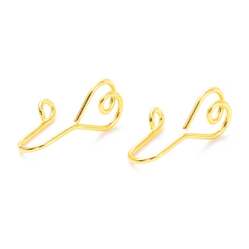 Brass Nose Rings, Nose Cuff Non Piercing, Clip on Nose Ring for Women Men, Heart, Golden, 16.5x8x9mm, Hole: 1.5mm