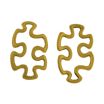 Tibetan Style Alloy Linking Rings, Cadmium Free & Lead Free, Autism Puzzle Jigsaw, Antique Golden, 30x18x3mm