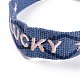 Word Lucky Polycotton(Polyester Cotton) Braided Bracelet with Tassel Charm(BJEW-F429-08)-2