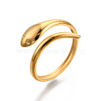 Ion Plating(IP) 304 Stainless Steel Snake Cuff Ring, Open Wrap Ring for Women Girls, Real 18K Gold Plated, US Size 6(17.1mm)(RJEW-N038-113LG)