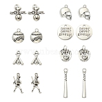 16Pcs 8 Style Tibetan Style Alloy Pendants Sets, Sports Goods Charm, Baseball & Softball & Football Helmet, Antique Silver, 18.2~35x4.5~20x2.5~5mm, Hole: 1.5~2mm, 2pcs/style(TIBEP-YW0001-41)
