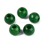 Dyed Natural Malaysia Jade Beads, Smooth Rondelle, Large Hole Beads, Green, 20~20.5x17~18mm, Hole: 7.5~8.5mm(G-Q608-05K)