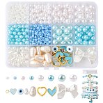 DIY Findings Kits, Include ABS Imitation Pearl Acrylic Beads, Glass Seed Beads, Handmade Evil Eye Lampwork Flat Round Bead, Alloy Enamel Charms, 304 Stainless Steel Open Jump Rings, Mixed Color, 15x10.5x8mm, Hole: 1.8mm, about 690pcs/500g(DIY-FS0010-10)