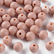 Opaque Acrylic Beads, Round, PeachPuff, 8x7mm, Hole: 2mm, about 111pcs/500g(MACR-S370-C8mm-34)