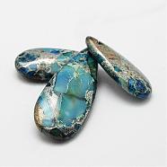 Natural Regalite/Imperial Jasper/Sea Sediment Jasper Pendants, Dyed, teardrop, Dodger Blue, 35~50x15~20.5x7mm, Hole: 2mm, 3pcs/set(G-P283-03)