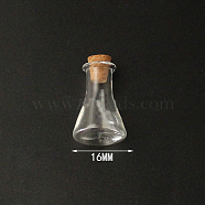 Mini High Borosilicate Glass Bottle Bead Containers, Wishing Bottle, with Cork Stopper, Clear, 2.4x1.6cm(BOTT-PW0001-261M)