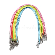 30Pcs 5 Colors Waxed Cord Necklace Making, with Zinc Alloy Lobster Clasps, Platinum, Mixed Color, 17-3/4 inch~18 inch(45.5~46cm), 2mm, 6pcs/color(NCOR-FS0001-02)