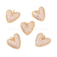 Eco-Friendly Brass Micro Pave Cubic Zirconia Pendants, Long-Lasting Plated, Lead Free & Cadmium Free & Nickel Free, Real 18K Gold Plated,Heart, Real 18K Gold Plated, 16.5x17x4mm, Hole: 3mm(KK-K268-38G)