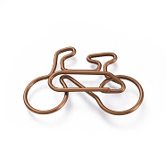 Bicycle Shape Iron Paperclips, Cute Paper Clips, Funny Bookmark Marking Clips, Coffee, 20x30x3mm(TOOL-K006-29)