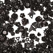 Acrylic Pearly Lustre Beads, Mixed Shapes, Black, 11.5~25x8~25x2~6mm, Hole: 1~2mm(OACR-U006-02B)