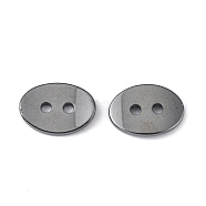 Non-Magnetic Hematite Buttons, Grade A, Oval, Black, 14x10x2mm, Hole: 2mm(G-S075-2)
