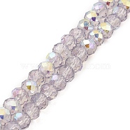 Baking Painted Transparent Glass Beads Strands, Imitation Opalite, Faceted, AB Color Plated, Round, Light Grey, 6x5mm, Hole: 1mm, about 82pcs/strand, 16.73~16.93''(42.5~43cm)(DGLA-A034-J6mm-B03)