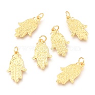 Alloy Pendants, Long-Lasting Plated, with Jump Ring, Hamsa Hand, Real 18K Gold Plated, 21.5x13x1.4mm, Hole: 3.5mm(X-PALLOY-B024-23G)