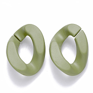 Opaque Spray Painted Acrylic Linking Rings, Quick Link Connectors, for Curb Chains Making, Twist, Olive, 30x21x6mm, Inner Diameter: 16x8mm(OACR-S036-001B-I09)