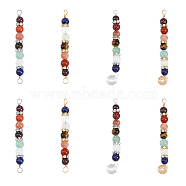 8pcs 4 Styles 7 Chakra Mixed Gemstone Copper Wire Wrapped Connector Charms and Big Pendents, Gems Crystal Rhinestone Round Jewelry Making Findings Kits, Mixed Color, 61.5~63x6.5~7.5x6mm, Hole: 3.5mm, 2pcs/color(FIND-CA0006-95)