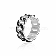 Stainless Steel Enamel Curb Chains Finger Rings, Black, US Size 9(18.9mm)(WJ4756-1)