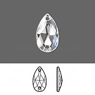 Austrian Crystal Beads, 3230, Crystal Passions, Foil Back with 2 Holes Sew-on Stone, Faceted, Pear, 001_Crystal, 18x10.5x4mm, Hole: 3mm(X-3230-10.5x18-F001)
