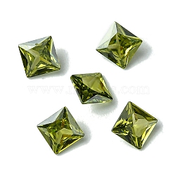 Cubic Zirconia Cabochons, Point Back, Square, Olive Drab, 6x6x3mm(ZIRC-P116-01A-09)