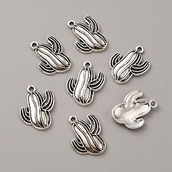 Tibetan Style Zinc Alloy Pendants, Cactus, Antique Silver, 21x16x2.5mm, Hole: 1.6mm(FIND-CJC0003-98AS)