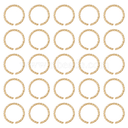 HOBBIESAY Brass Linking Rings, Round Ring, Textured, Real 18K Gold Plated, 10x1mm, Inner Diameter: 8mm, 100pcs/box(KK-HY0003-31)