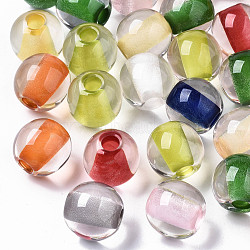 Resin European Beads, Transparent Inside Colours, Large Hole Beads, Round, Mixed Color, 20x19mm, Hole: 6mm(X-RESI-N022-05)