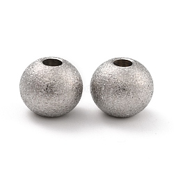 201 Stainless Steel Beads, Round, Stainless Steel Color, 10x8.5mm, Hole: 3mm(STAS-STAS-Z039-02C-P)