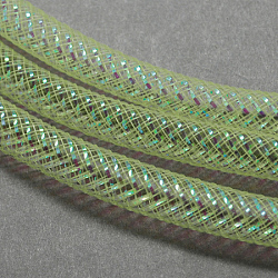 Mesh Tubing, Plastic Net Thread Cord, with AB Color Vein, Yellow Green, 16mm, 28Yards(PNT-Q004-16mm-04)