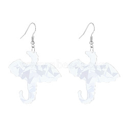 Alloy Acrylic Dangle Earrings, Platinum, Dinosaur, 72x51mm(FS-WG82E0C-05)