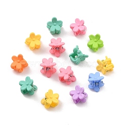 Kids Hair Accessories, Opaque Plastic Claw Hair Clips, Spray Painted, Flower, Mixed Color, 13x13x14mm, 14pcs/box(PHAR-Z004-01)