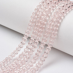 Glass Beads Strands, Faceted, Rondelle, Pink, 8x6mm, Hole: 1mm, about 63~65pcs/strand, 39~40cm(EGLA-A034-T8mm-D10)