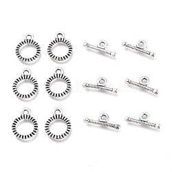 Alloy Toggle Clasps, Ring, Antique Silver, Ring: 13x10x1.5mm, Hole: 1.6mm, Bar: 14x5.5x1.5mm, Hole: 1.8mm(TIBE-G015-07AS)