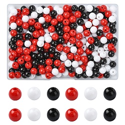 300Pcs 3 Colors Opaque Acrylic Beads, Round, Colorful, 8x7mm, Hole: 2mm, 100pcs/color(MACR-YW0003-13D)