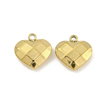304 Stainless Steel Charms, Heart Charm, Real 14K Gold Plated, 10.5x10.5x3mm, Hole: 1.2mm