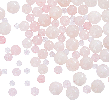 120Pcs 4 Sizes Natural Rose Quartz Beads, Round, 4~10.5mm, Hole: 1~1.5mm, about 30pcs/size