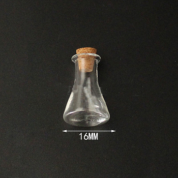 Mini High Borosilicate Glass Bottle Bead Containers, Wishing Bottle, with Cork Stopper, Clear, 2.4x1.6cm